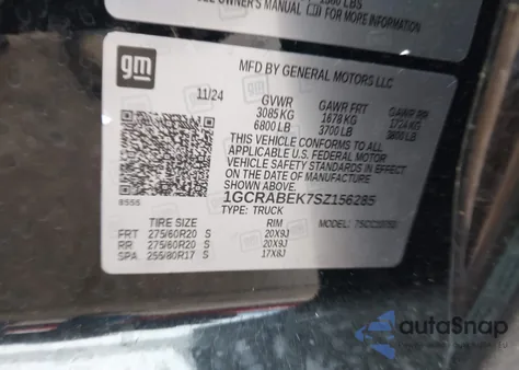 2025 Chevrolet Silverado 1500 2Wd Standard Bed Custom из США, поврежденный, VIN 1GCRABEK7SZ156285